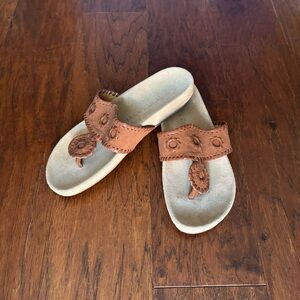 Jack Rogers Brown Leather Comfort Jacks Sandal | Size 6